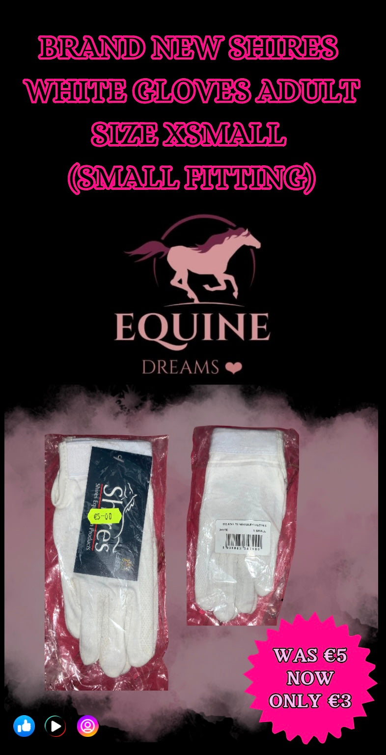 ✨ New Shires Adult White Riding Gloves – Size XS ✨