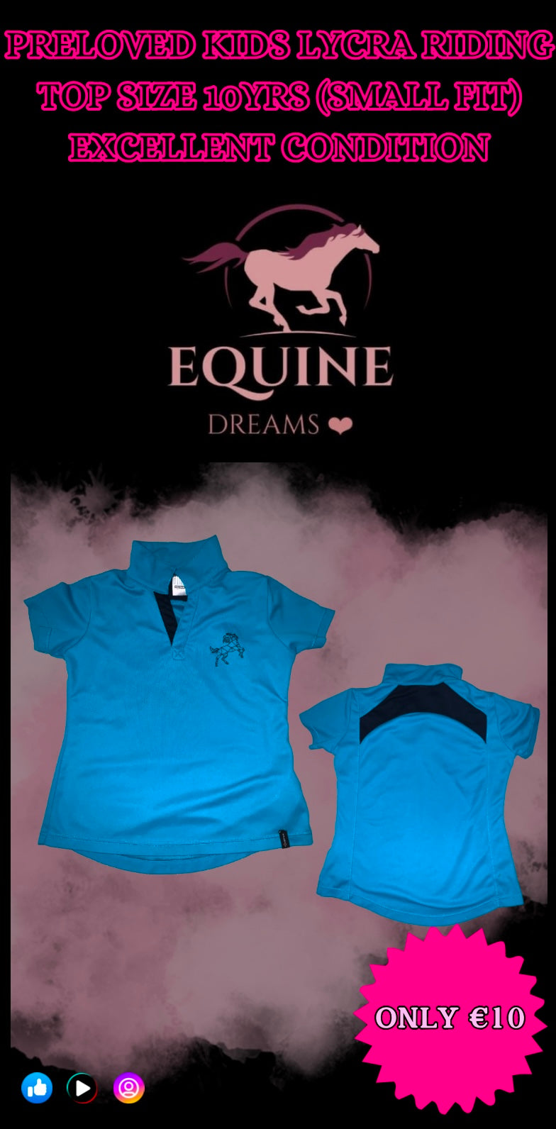 ✨ Preloved Kids Lycra Horse Riding Top – Size 10 Years (Small Fitting) ✨