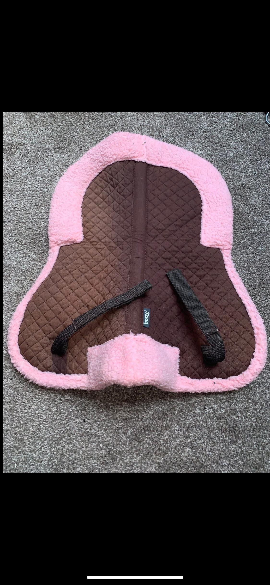 ๐ค๐ Preloved Brown & Pink Sheepskin Half Pad โ Size Pony ๐๐ค