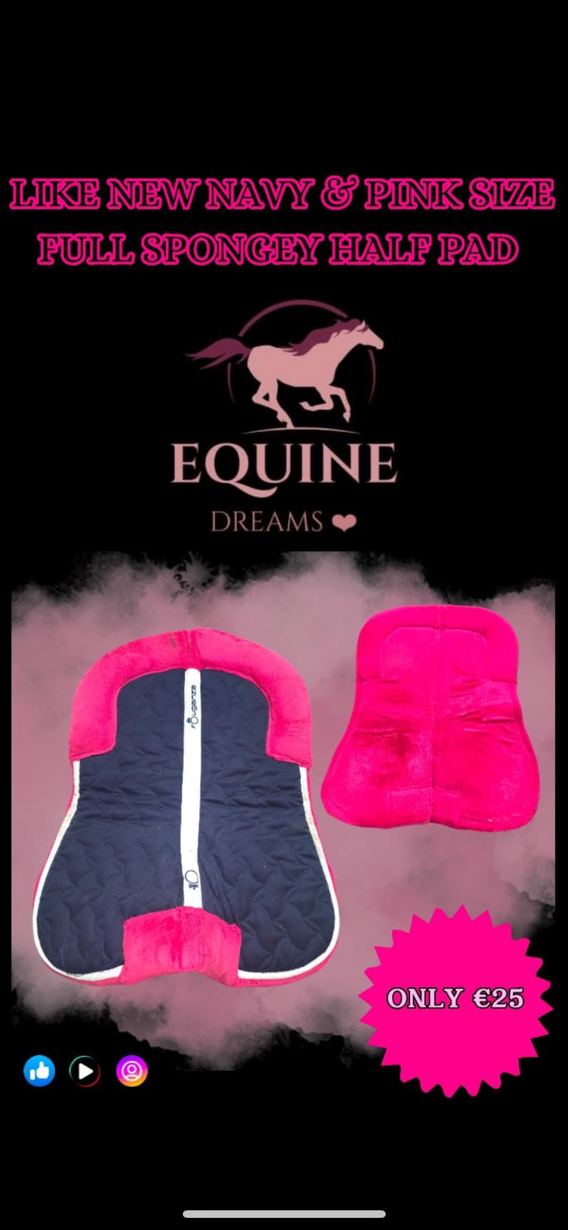 ๐ฉต Like New Navy & Pink Half Pad โ Size Full ๐ฉท