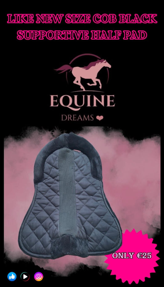 🖤 Like New Black Supportive & Breathable Half Pad – Size Cob 🖤