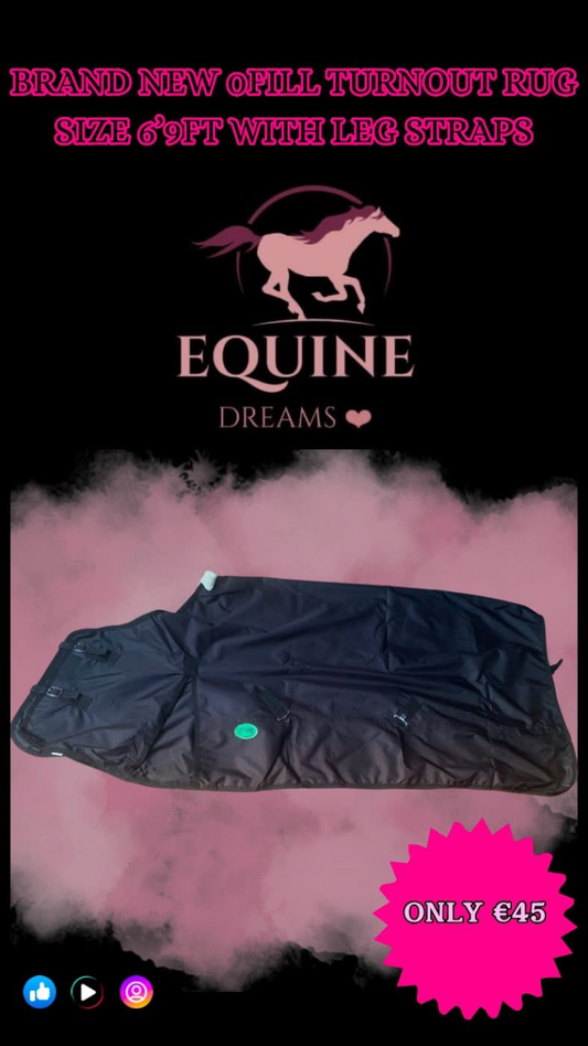 🆕 Brand New Black 0 Fill Turnout Rug – Size 6’9ft 🆕