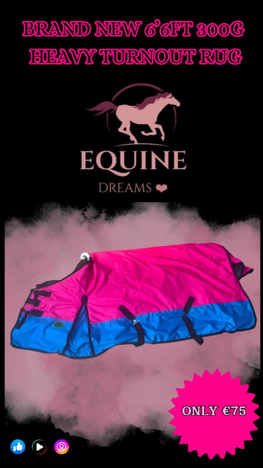 🆕 Brand New 6’6ft 300g Heavy Turnout Rug – Pink & Blue 🆕