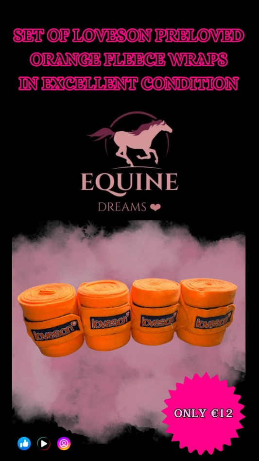 🧡 Full Set of Loveson Preloved Orange Fleece Leg Bandages – Excellent Condition 🧡