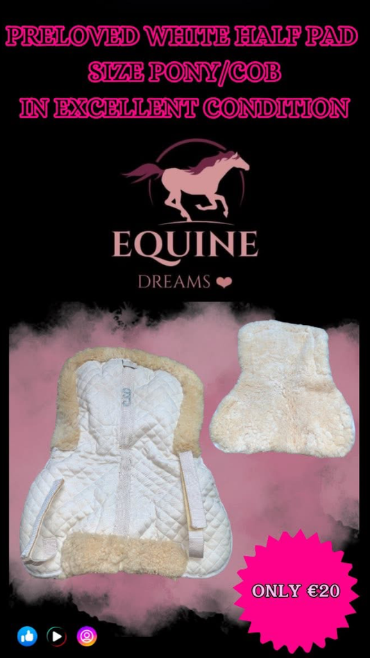 🐑 Preloved White Sheepskin Half Pad – Size Pony/Cob 🐑