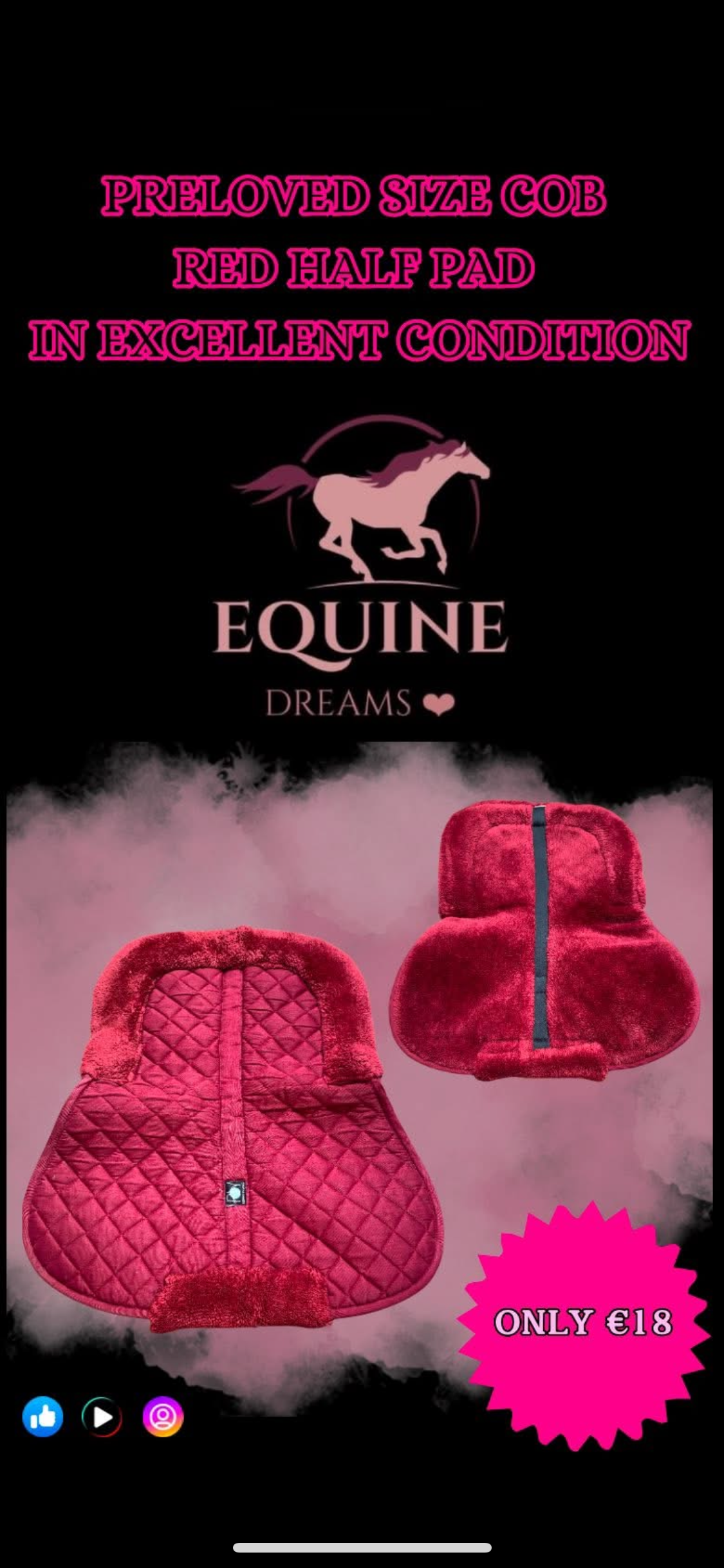 🔴🐎 Preloved Size Cob Red Half Pad 🐎🔴